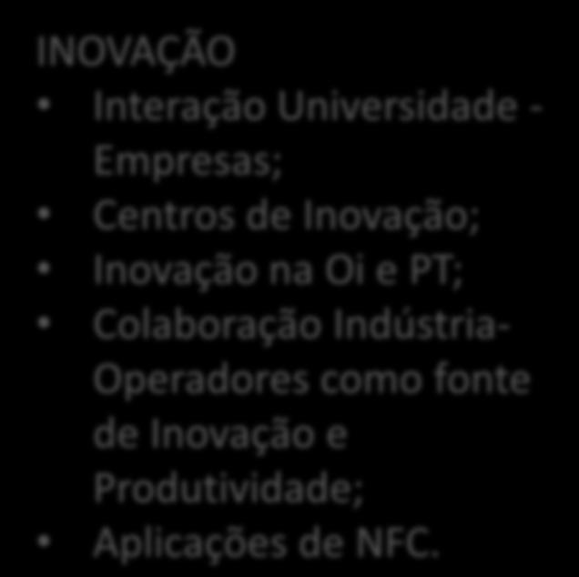 Palestras Técnicas - continuação TRILHA INOVAÇÃO INOVAÇÃO Interação Universidade -