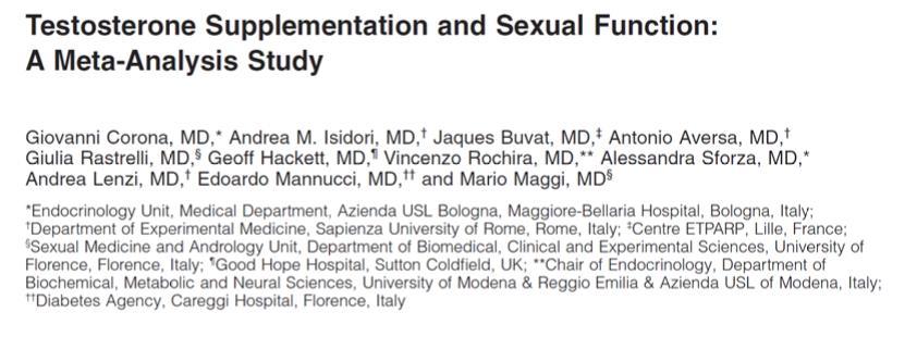 TTh is able to improve all aspects of sexual function in hypogonadal (TT < 12 nm) men Main limitation