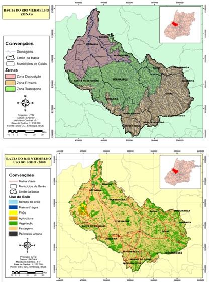 O uso do solo, na zona de deposição é predominantemente 68,84% para pastagem e 2,50% agricultura.