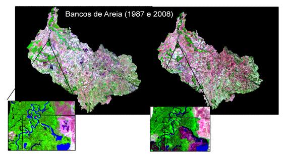 O aumento no número dos bancos de areia, provavelmente são resultados do aumento das áreas de pastagens cultivadas em toda a bacia do Rio Vermelho CONSIDERAÇÕES FINAIS Com base no estudo realizado