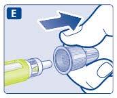 Retire a proteção interior da agulha e deite fora. Se tentar colocá-la de novo, poderá picar-se inadvertidamente com a agulha. Pode aparecer uma gota de insulina na ponta da agulha.