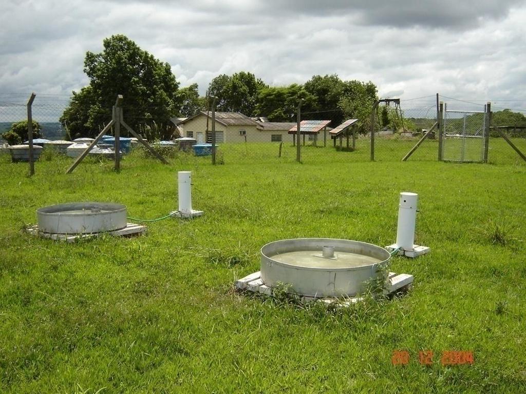 Tanque Classe A Área de 1,15 m 2 Tanque GGI-3000 (área de 3000 cm 2 ) Como os tanques Classe A e o GGI-3000 são menores e contém um volume de água muito menor do que o tanque de 20m