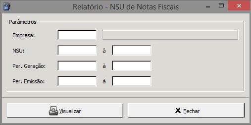 Esta tela possui os filtros: Empresa: informar a empresa (este campo é exibido apenas quando a base for multiempresa); NSU: informar o NSU; Per.