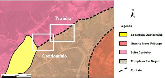 24 2.1.2. Geologia Regional e Local A geologia regional de Nova Friburgo envolve o Complexo Rio Negro, Suíte Cordeiro e Granito Nova Friburgo, como pode ser observado na Figura 2.