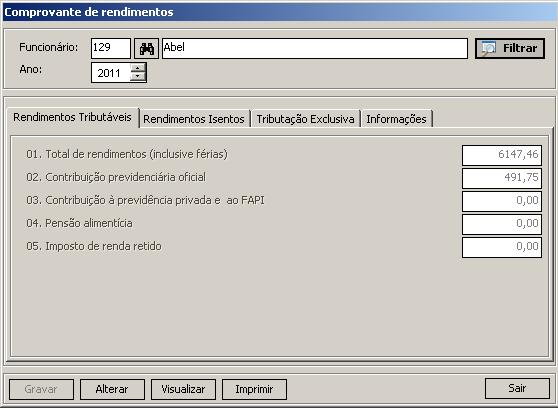 10. Edição do consolidado do Comprovante de rendimentos Após gerar o consolidado o sistema permite ao usuário visualizar e editar o mesmo caso seja necessário.