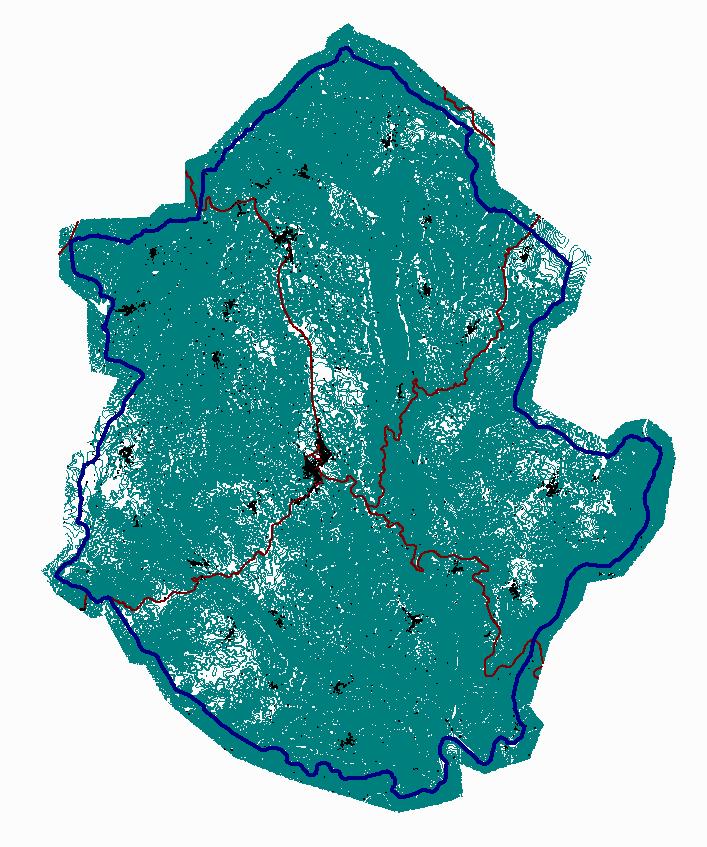 Figura 6 Representação da área do mapa. 4.1.3. Dados cartográficos e modelo tridimensional 4.1.3.1. Altimetria Para a elaboração do Mapa de Ruído é necessária informação relativa à altimetria do terreno, nomeadamente curvas de nível.