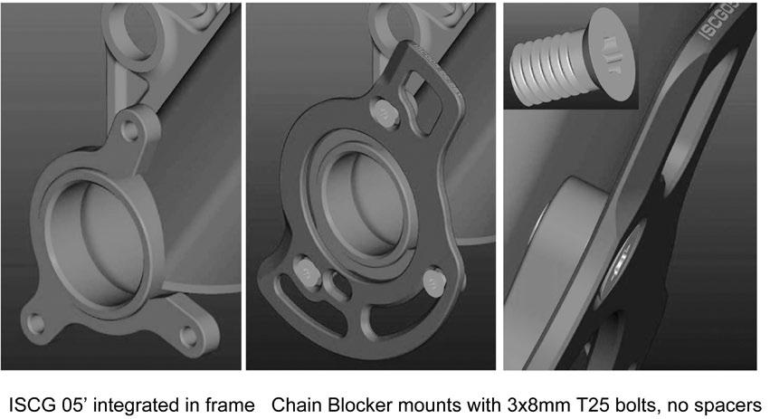 retenção de corrente é aplicado com parafusos de 3x8mm sem espaçadores Sistema Scott de dois parafusos Utilize um parafuso de 15mm de comprimento.