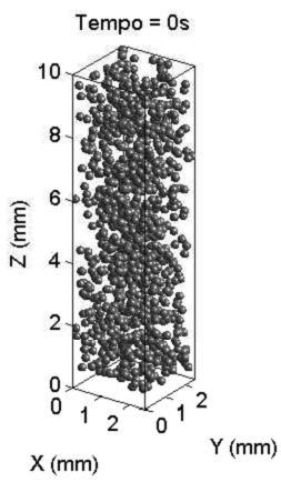 L c (mm) Figura 51. Evolução do processo de sedimentação de 1000 partículas monodispersas de 250µm de diâmetro.