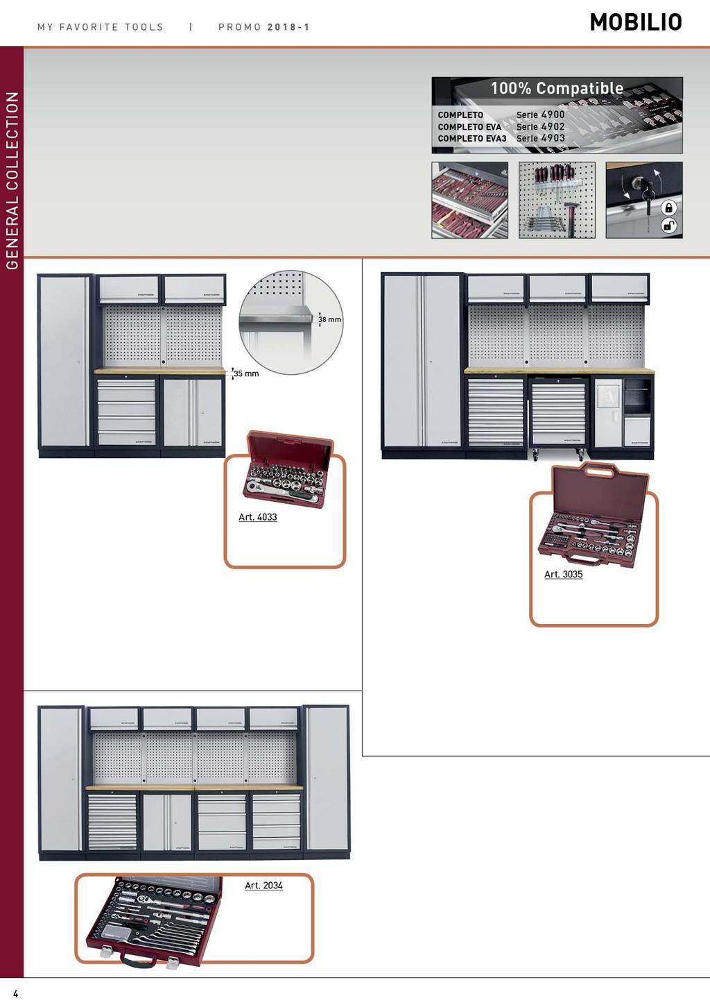 Sistema de armários para oficina modulares para compilar as necessidades individuais.