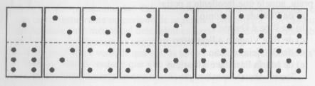 77 O Esquema abaixo deve ser montado usando-se oito pedras de dominó, dispostas horizontal ou verticalmente, de