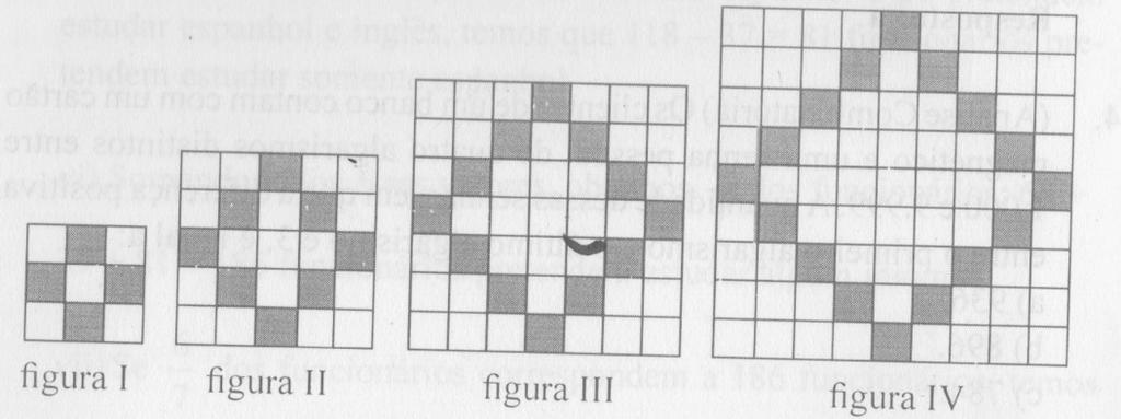 Mantendo esse padrão, o número de células brancas na Figura V será a) 101. b) 99.
