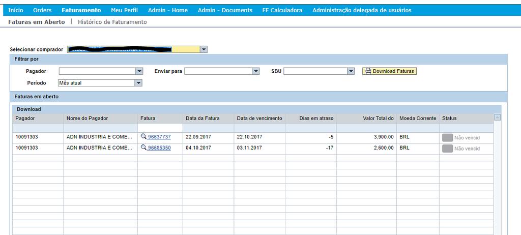 4.1 GERENCIAMENTO DE FATURAS EM ABERTO A. Selecione faturamento no menu B.