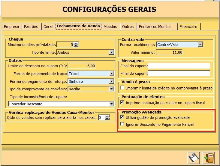 Tela de Configurações Gerais do Monitor FrontBox Tela de