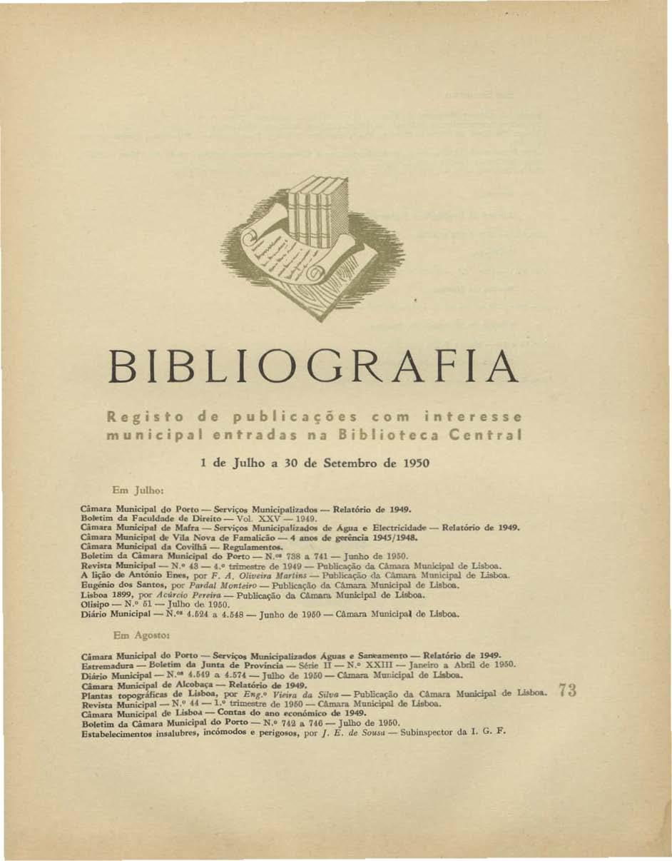 BIBLIOGRAFIA Registo de municip.1 publicações com interesse dai. n Riblil'+.