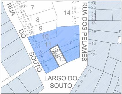 propõe-se o emparcelamento das Parcelas 10, 11, 12, e 13, correspondendo a parcelas estreitas, profundas e sendo 4 o número mínimo de pisos.