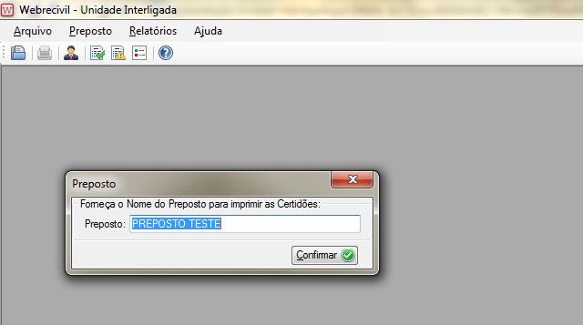 Client WebRecivil (sistema instalado na maternidade para impressão de certidões) Tela para cadastro do preposto 1.
