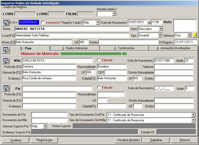 Quando o último registro for importado e o processo estiver concluído, a seguinte tela será