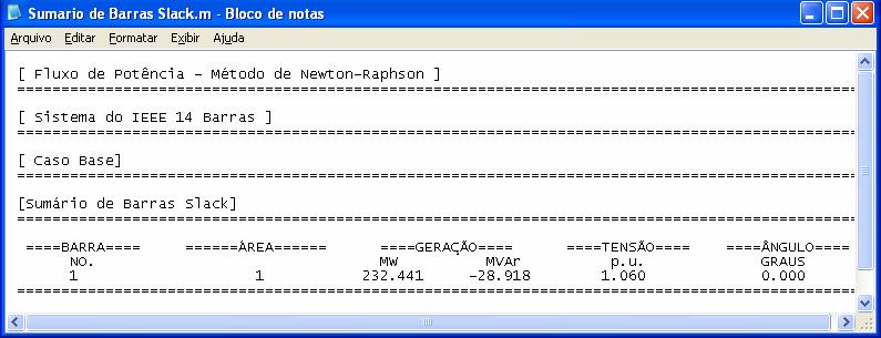 55 Fgura 3.10 Relatóro Sumáro de Barras Slac. O relatóro de Sumáro de Tensões Baxas, apresenta os dados de barras e tensão que forem nferores a 0,95 p.u. Neste exemplo nenhuma tensão fcou abaxo de 0,95 p.