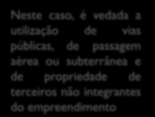 contíguas Neste caso, é vedada a utilização de vias públicas, de passagem aérea ou subterrânea e de propriedade