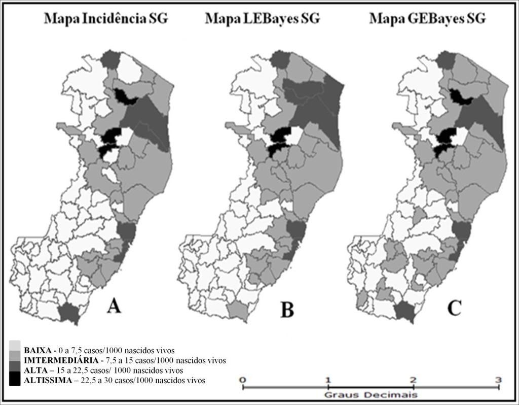 70 FIGURA 1: Mapas temáticos dos coeficientes de detecção dos casos de sífilis em Gestantes, no período de 2011 a 2015.