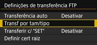 Transferir Imagens Individualmente Selecionar Tamanhos ou Tipos Específicos de Imagens a Transferir Pode selecionar as imagens que pretende transferir ao gravar imagens de tamanhos diferentes num