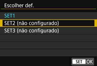 Registar Várias Definições de Ligação 5 Selecione [Escolher def.]. 6 Selecione [SET* (não configurado)]. O ecrã de definições de ligação é apresentado.