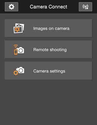 Utilizar a Câmara Através de um Smartphone Pode utilizar um smartphone com o Camera Connect instalado para ver imagens guardadas na câmara, efetuar o disparo remoto, etc.