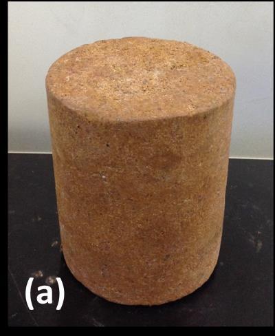 Figura 4.4: (a) cilindro compactado (b) corpo de prova depois de cisalhado. iii) Processos de saturação do corpo de prova.