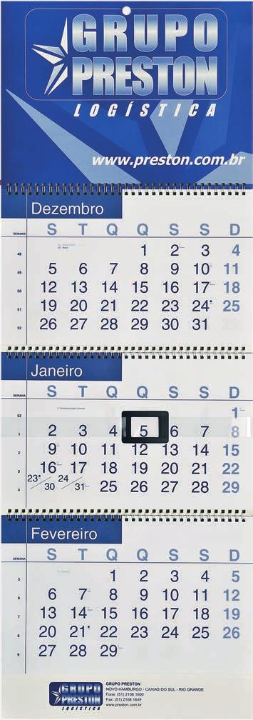 pendurar Modelo 8 Calendário de mesa com folhas Formato: cm x,