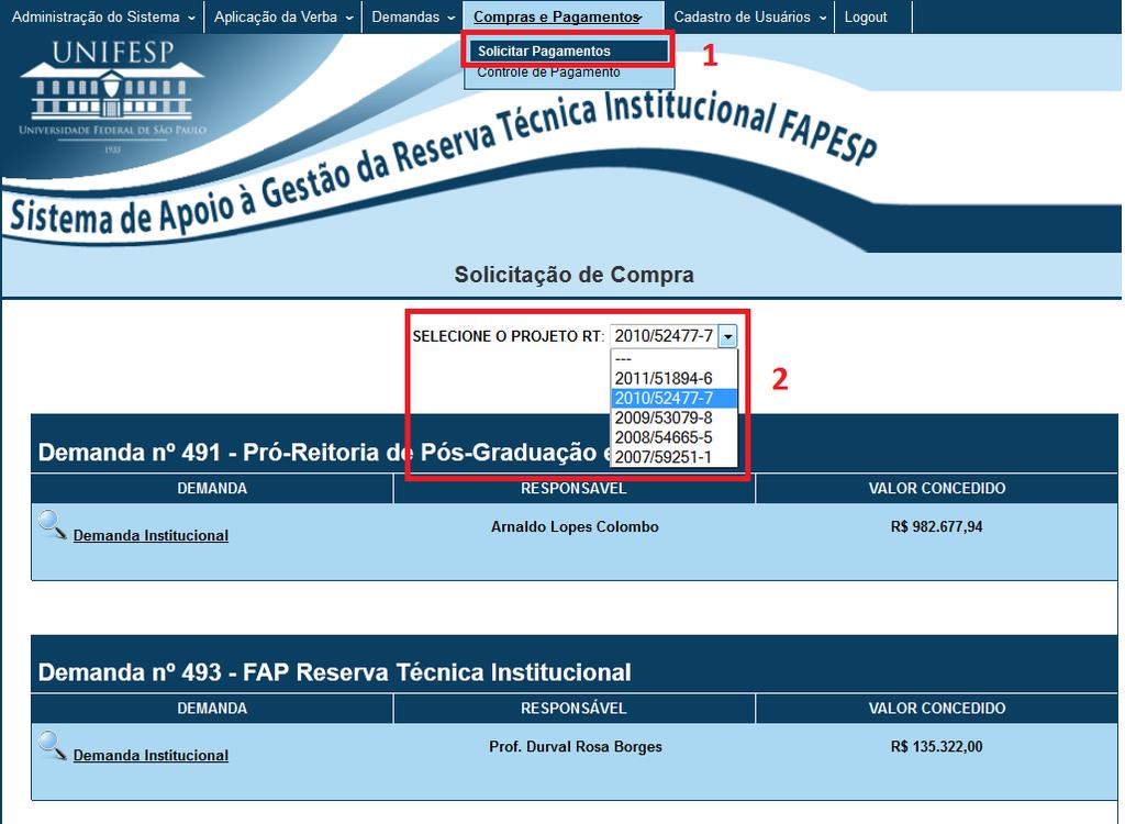 Solicitação de Compra Todas as informações sobre autorização para início do processo de Solicitação de Compra serão fornecidas por e- mails enviados para os responsáveis das propostas.