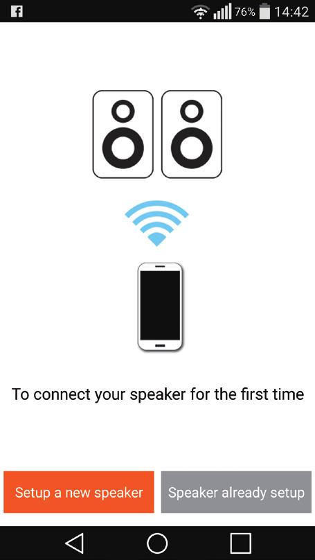 3 Na página da configuração inicial, toque em Setup a new speaker (Configurar um novo altifalante). Ligue a um sistema de altifalantes existente.