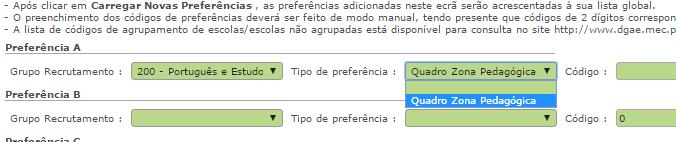 Para cada preferência deverá indicar códigos de Quadro de Zona. Chegado ao final pode ou. Nos termos do n.º 7 do artigo 14.º Decreto Lei n.