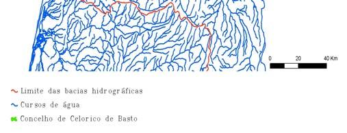 2.2 HIDROGRAFIA O concelho de Celorico de Basto está inserido na sua quase totalidade (95%) na bacia hidrográfica do Rio Tâmega (afluente da margem direita do rio Douro FIGURA 3) e