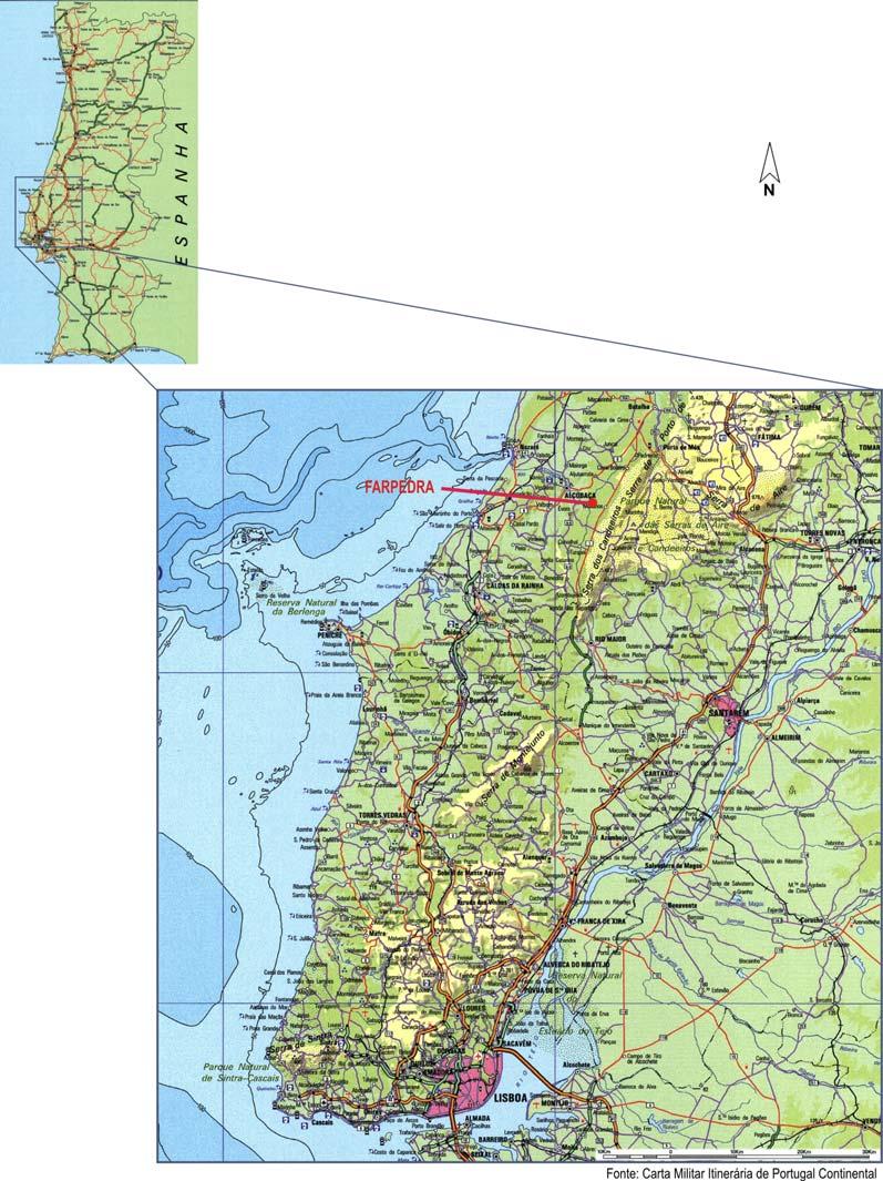 3. LOCALIZAÇÃO A área em estudo localiza-se no lugar de Moleanos, freguesia de Prazeres de Aljubarrota e Évora de Alcobaça, no