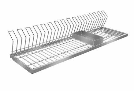 120 270 1000mm Aramado, parafusos e bandeja em aço inox; Escorredor para módulos com lateral de 15 mm e 18 mm.