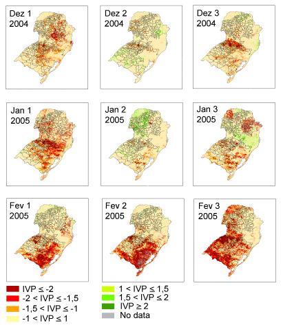 Avaliação do Índice de Vegetação Padronizado no Monitoramento Indicativo de Estiagens Tabela 1: Intervalos de classes dos valores do Índice de Vegetação Padronizado (IVP) e sua correspondente