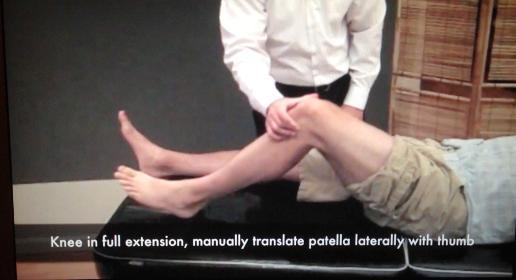 femoral 3) Teste de Valgo Dinâmico (escada e salto) 4) Teste de Apreensão Paciente em decúbito dorsal e joelho estendido pressionar no sentido médio