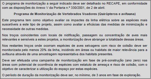 4. PROGRAMA DE MONITORIZAÇÃO A REN sugere a alteração da redação do Programa de Monitorização.