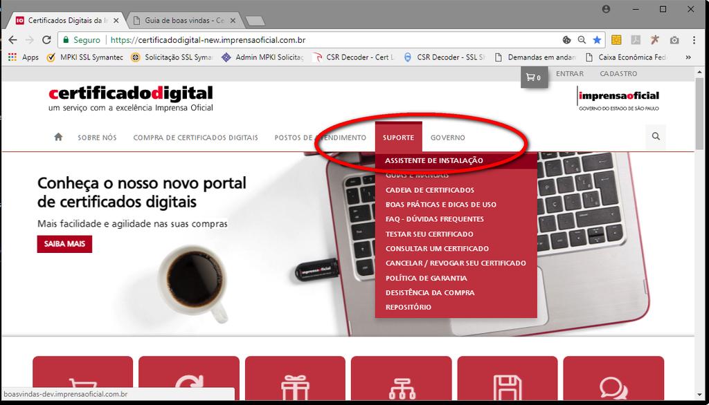 Iniciando o Assistente de Instalação de Certificados Digitais Para iniciar o Assistente de