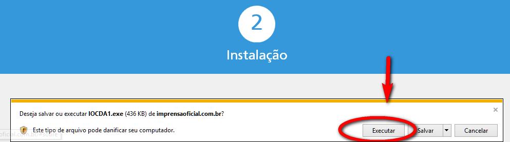 Clique em Executar para instalar os arquivos necessários à geração do certificado A1 em seu