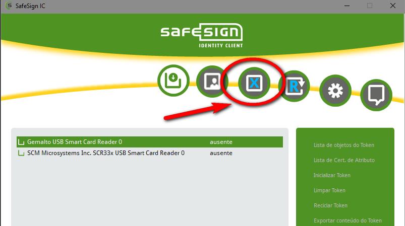 Gerando o certificado digital A1 no computador Após a conclusão da instalação, dê um duplo clique com o mouse no novo aplicativo que aparece na sua Área de Trabalho Safesign IC ; ou clique em: