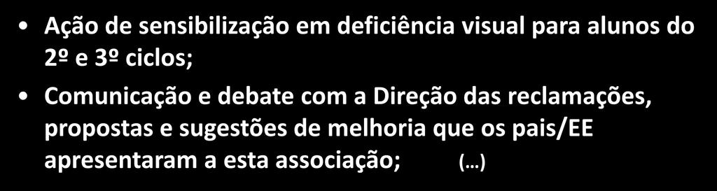 Ação de sensibilização em deficiência visual para alunos do 2º e 3º ciclos; Comunicação e debate com a