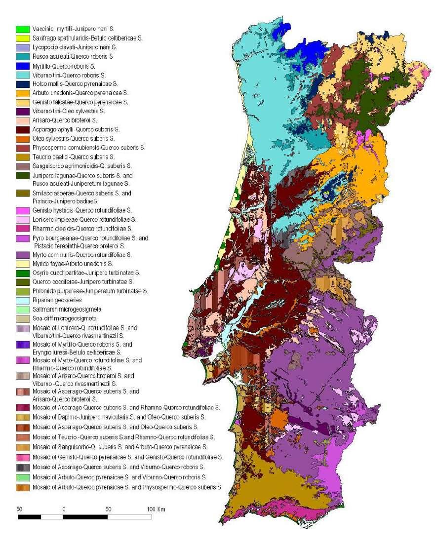 arta da vegetação natural potencial de Portugal continental (VP) APELO J. et al. (2007).