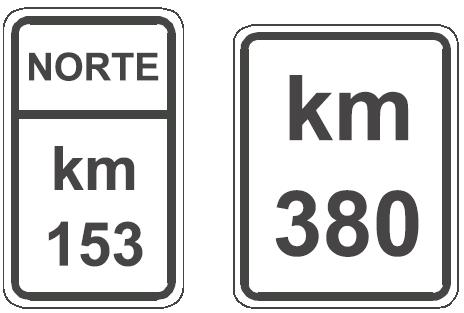 Dimensões mínimas (m) Altura da letra 0,150 Altura da letra (ponto cardeal) 0,125 Altura do algarismo 0,150 Orla interna 0,020 Orla externa 0,010 Tarja (*) 0,010 (*) quando separar a informação