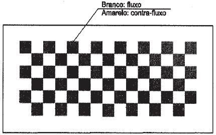 Lado do quadrado: mínimo 1,00 m Cor: amarela para faixas exclusivas no contra-fluxo branca para faixas exclusivas no fluxo Exemplo de Aplicação: 2.2.4.