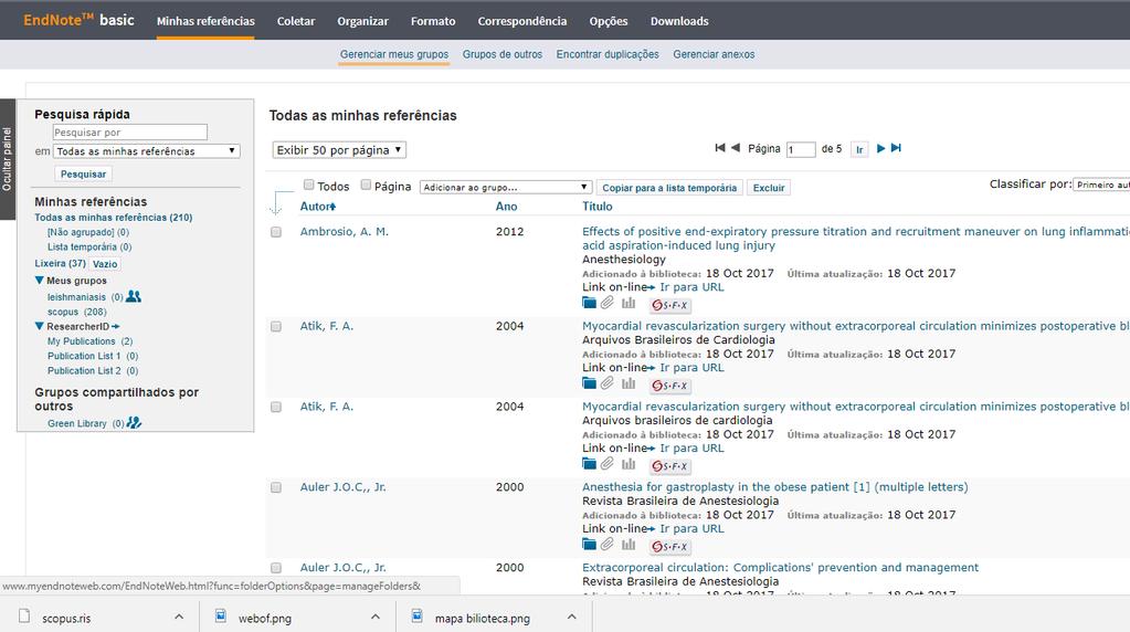 Importar para o EndNote Ao exportar será criado um arquivo scopus.