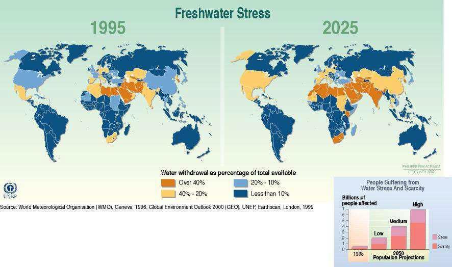 O estresse hídrico e a escassez de água: UM PROBLEMA GLOBAL Brasil Chile Peru 2.500 milhões de pessoas enfrentam o estresse hídrico e a escassez de água: Estresse hídrico <1.