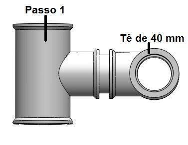 1:Posicione quatro embuchamentos(cano de 26x40mm) nas duas conexões "Tê 40 mm" até chegar na região de