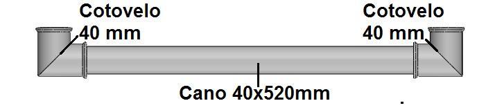 Montagem da Base Trás Passo 3: Unir um cotovelo de diâmetro 40 mm com um cano de diâmetro 40 x 520 mm e depois na