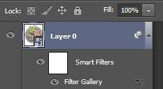 selecionado. Ao clicar em OK, ele aplica o filtro e no painel Layers ele mostra o filtro como um smart filter.